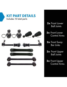 Kit de Suspensión Delantera TRQ 10 Piezas para Dodge Ram 2500/3500 2