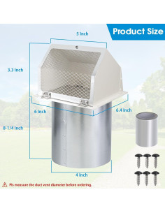 Cubierta de Ventilación Exterior Secadora 4" JIANBENKJ Blanca 2