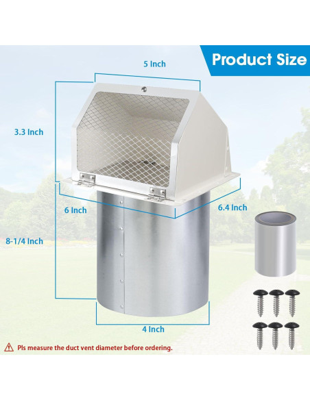 Cubierta de Ventilación Exterior Secadora 4" JIANBENKJ Blanca