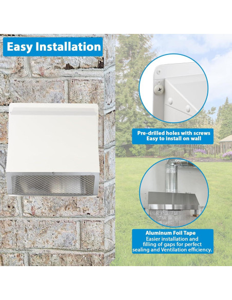 Cubierta de Ventilación Exterior Secadora 4" JIANBENKJ Blanca