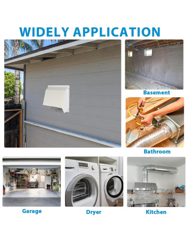 Cubierta de Ventilación Exterior Secadora 4" JIANBENKJ Blanca