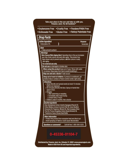 Aceite bronceador Panama Jack SPF 4 - 236.6 ml, libre de PABA