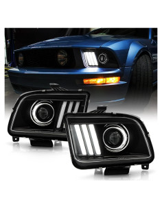Faros Proyector LED ACANII para Ford Mustang 2005-2009 Negro