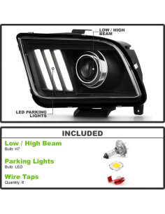 Faros Proyector LED ACANII para Ford Mustang 2005-2009 Negro 2