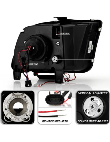 Faros Proyector LED ACANII para Ford Mustang 2005-2009 Negro