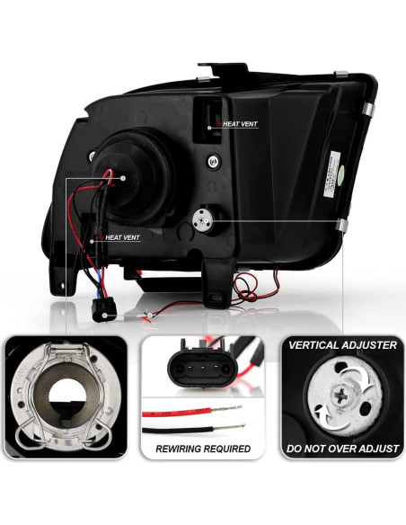 Faros Proyector LED ACANII para Ford Mustang 2005-2009 Negro
