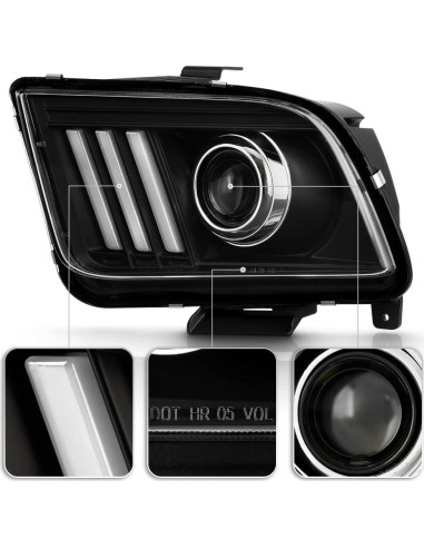 Faros Proyector LED ACANII para Ford Mustang 2005-2009 Negro
