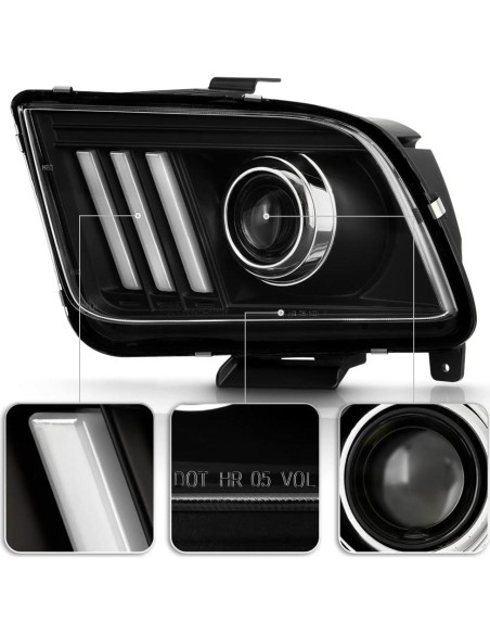 Faros Proyector LED ACANII para Ford Mustang 2005-2009 Negro