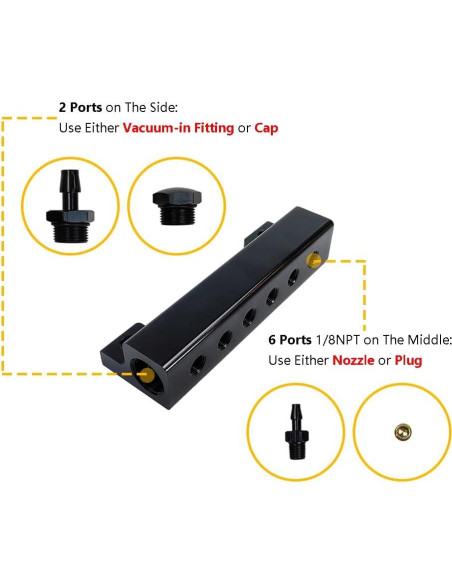 Kit Colector de Vacío 6 Puertos LLNSEAUTO para Turbo
