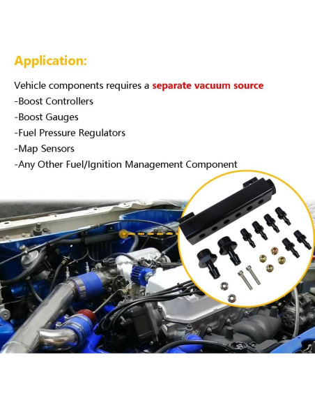 Kit Colector de Vacío 6 Puertos LLNSEAUTO para Turbo