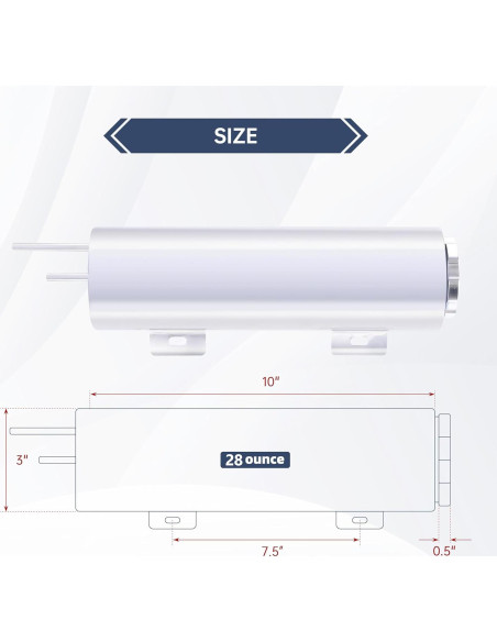 Tanque de desbordamiento BATONECO 3" x 10" acero inoxidable 0.79L