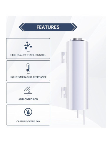 Tanque de desbordamiento BATONECO 3" x 10" acero inoxidable 0.79L