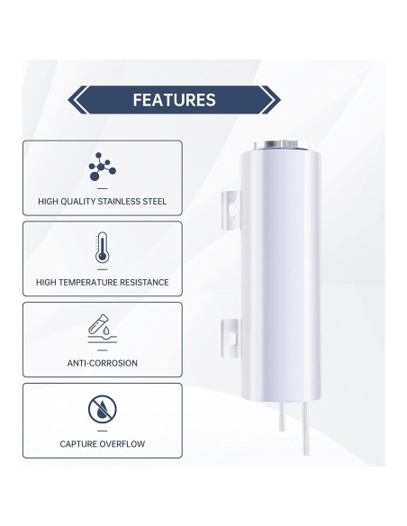 Tanque de desbordamiento BATONECO 3" x 10" acero inoxidable 0.79L