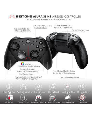 Controlador Inalámbrico BEITONG BTP-2650S para PC y Switch