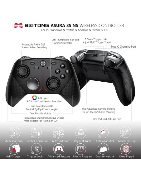 Controlador Inalámbrico BEITONG BTP-2650S para PC y Switch