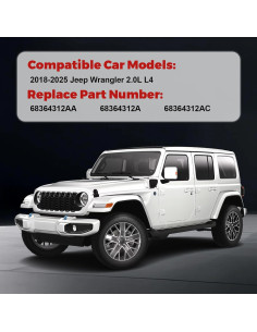 Tanque de Refrigerante PYHAUTO para Wrangler 2018-2024 2.0L L4 2