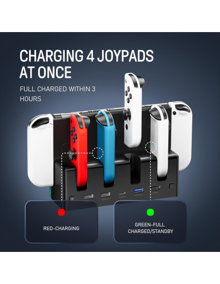 FUNLAB Estación de Acoplamiento para Nintendo Switch Carga 4 Controladores