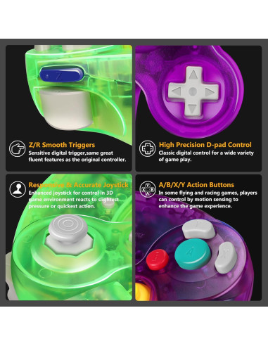 Controlador Gamecube FIOTOK Clásico con Cable 2 Pack