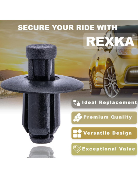 Clips de Nylon Negro Rexka 50pcs 15mm x 10mm para Automóviles