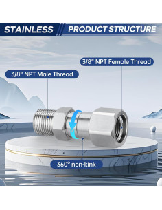 Conector Giratorio 3/8" NPT Acero Inoxidable 5000 PSI - 2 Piezas 2