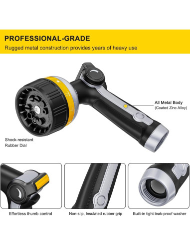 Boquilla de Manguera de Jardín FANHAO Amarilla 10 Patrones