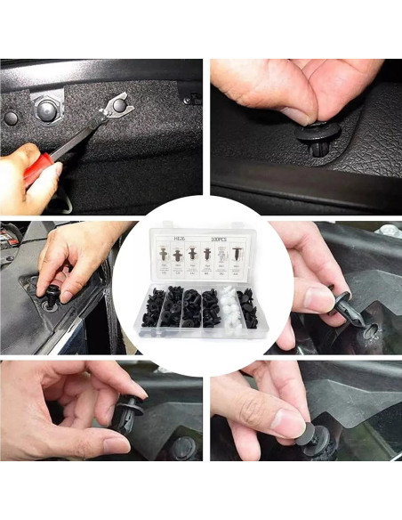 Kit de 100 Clips de Parachoques Nylon ZMSHANGMAO 6 Tamaños