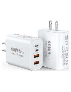 Cargador Rápido USB C 40W 4 Puertos para iPhone 17 y Samsung