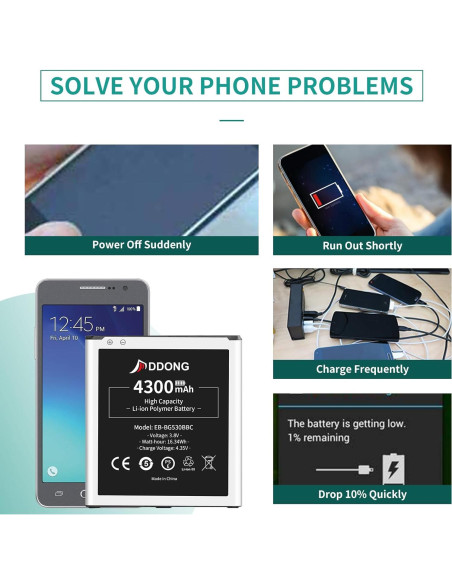 Batería de Reemplazo DDONG 4300mAh para Samsung Galaxy J2 Prime/J3
