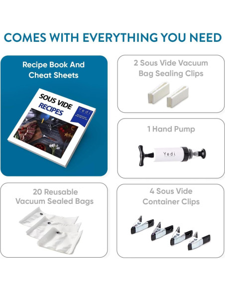 Yedi Sous Vide Cooker 1000W con Accesorios Deluxe y Recetas