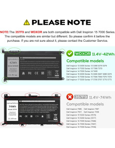 Batería WDX0R 42Wh para Laptop Dell Inspiron 13 15 17 2