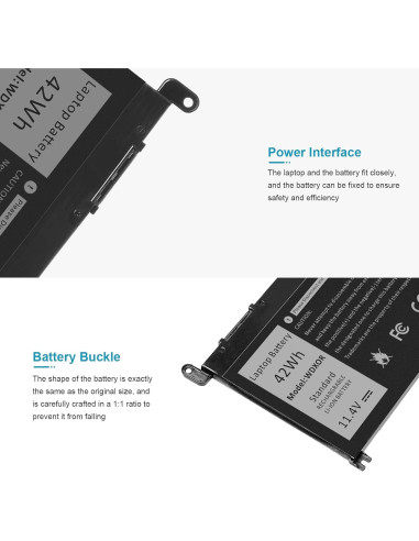 Batería WDX0R 42Wh para Laptop Dell Inspiron 13 15 17