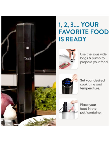 Yedi Sous Vide Cooker 1000W con Accesorios Deluxe y Recetas
