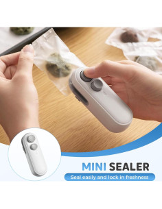 Mini Sello de Bolsas VLZLQ 2 en 1 Negro con Cortador e Imán 2