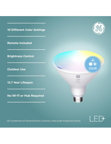 Bombillas LED+ PAR38 GE para exteriores, 15W, 3 unidades RGB