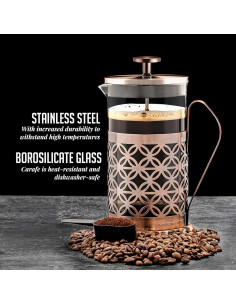 Cafetera Prensa Francesa OVENTE FSF34C 34 Onzas Acero Inoxidable 2