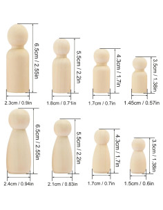 150 Muñecas de Perno de Madera GNIEMCKIN para Manualidades 2