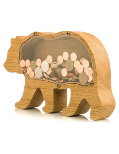 Alcancía de Madera Oso Grizzly WOODPRESENTS 25.9x15x4.1cm