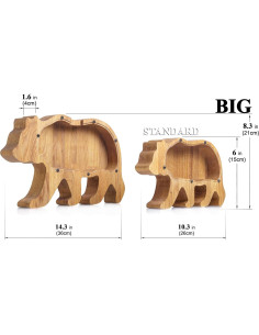 Alcancía de Madera Oso Grizzly WOODPRESENTS 25.9x15x4.1cm 2