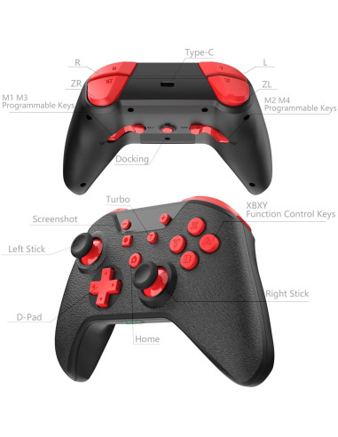 Controlador Inalámbrico GCHT GAMING para Nintendo Switch - Negro