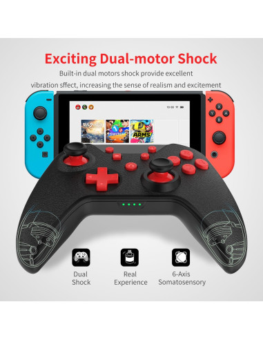 Controlador Inalámbrico GCHT GAMING para Nintendo Switch - Negro