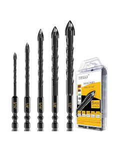 Juego de Brocas para Masonería TITGGI - 5 Pcs Carburo 5 Tamaños