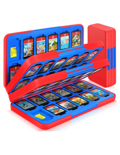 Estuche CYKOARMOR para Juegos de Switch 72 Cartuchos Rojo Azul