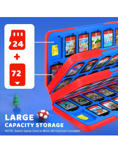 Estuche CYKOARMOR para Juegos de Switch 72 Cartuchos Rojo Azul 2