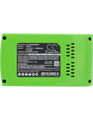 Batería de Reemplazo Gmmhhs 2000mAh 24V para GreenWorks