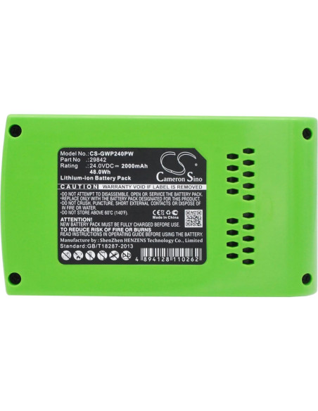 Batería de Reemplazo Gmmhhs 2000mAh 24V para GreenWorks