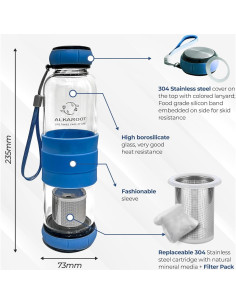 Botella de Agua Alcalina Alkaroot 550ml con Filtro Terahertz 2