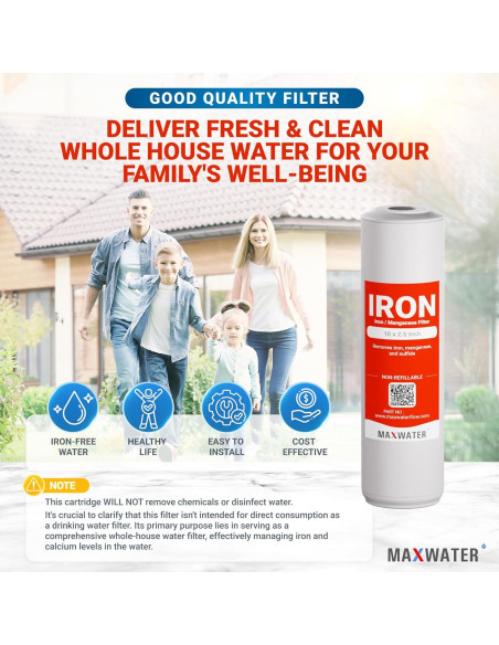 Filtro de Hierro y Manganeso Max Water 10" x 2.5" - Pack de 1