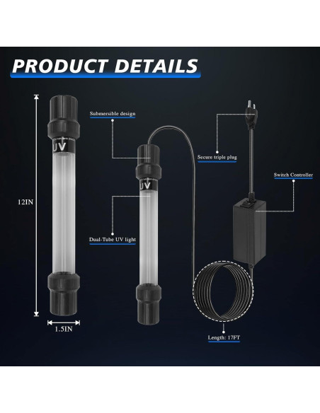 Esterilizador UV-C 20W Ayamaxon para Acuarios y Estanques