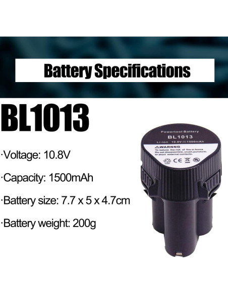 2 Baterías 1.5Ah Makita BL1013 10.8V + Cargador DC10WA