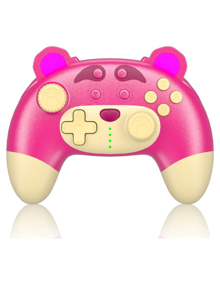 Controlador Pro Inalámbrico Rosa Oso de Fresa para Switch